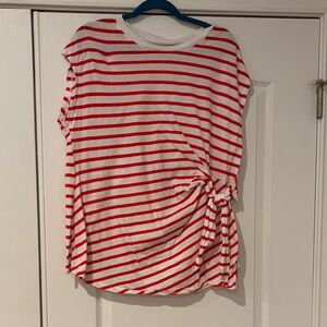 Old Navy Red and White Striped Short Sleeve Maternity Tee